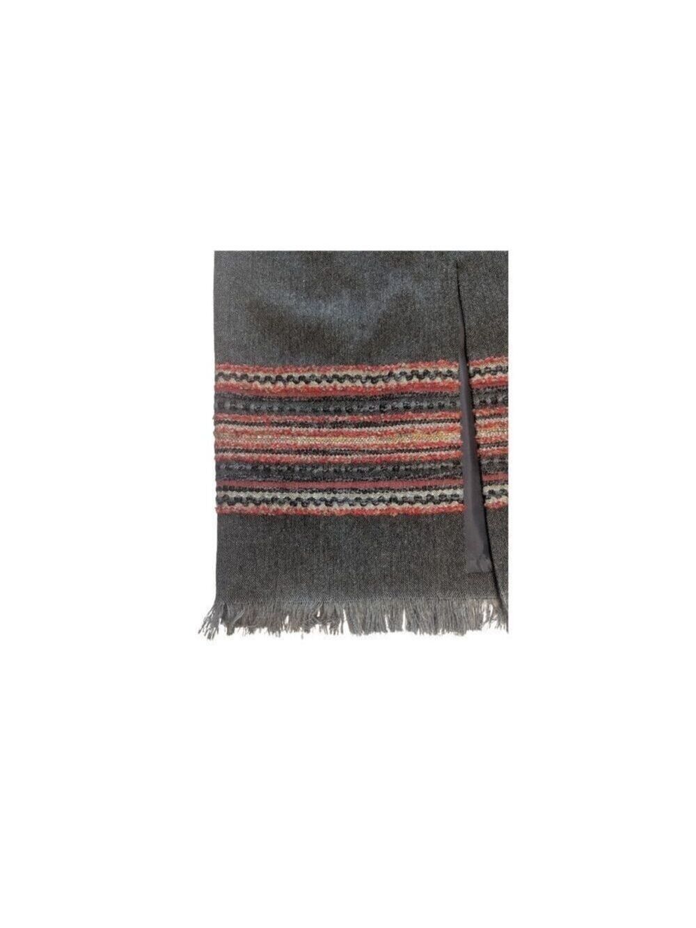 Sag Harbor Fringe-Hem Blanket Stripe Tweed Pencil Skirt Lined Gray Multi *Sz 6P - Picture 3 of 11